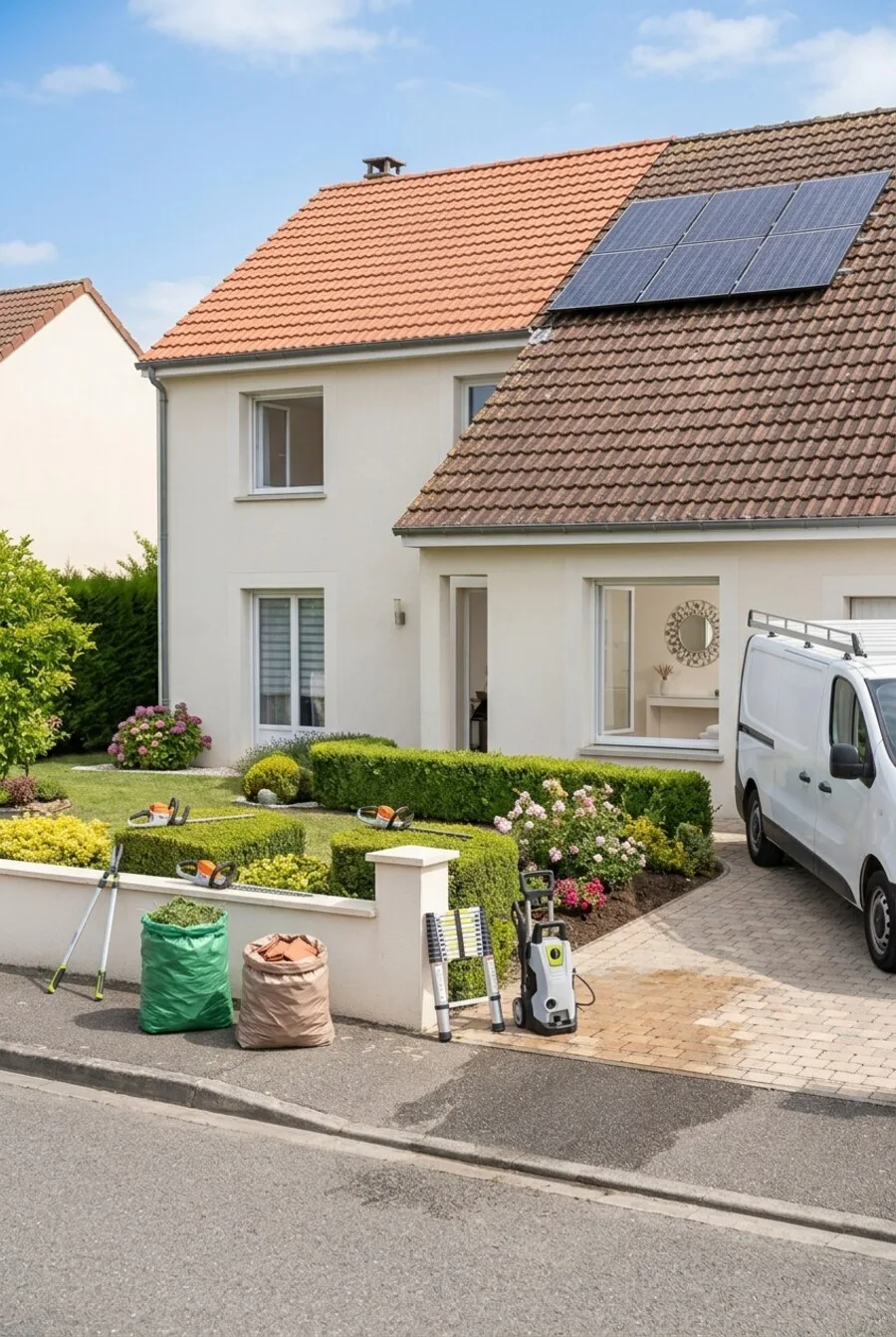 Maison avec jardin entretenu, toiture et intervention extérieure DNB Services